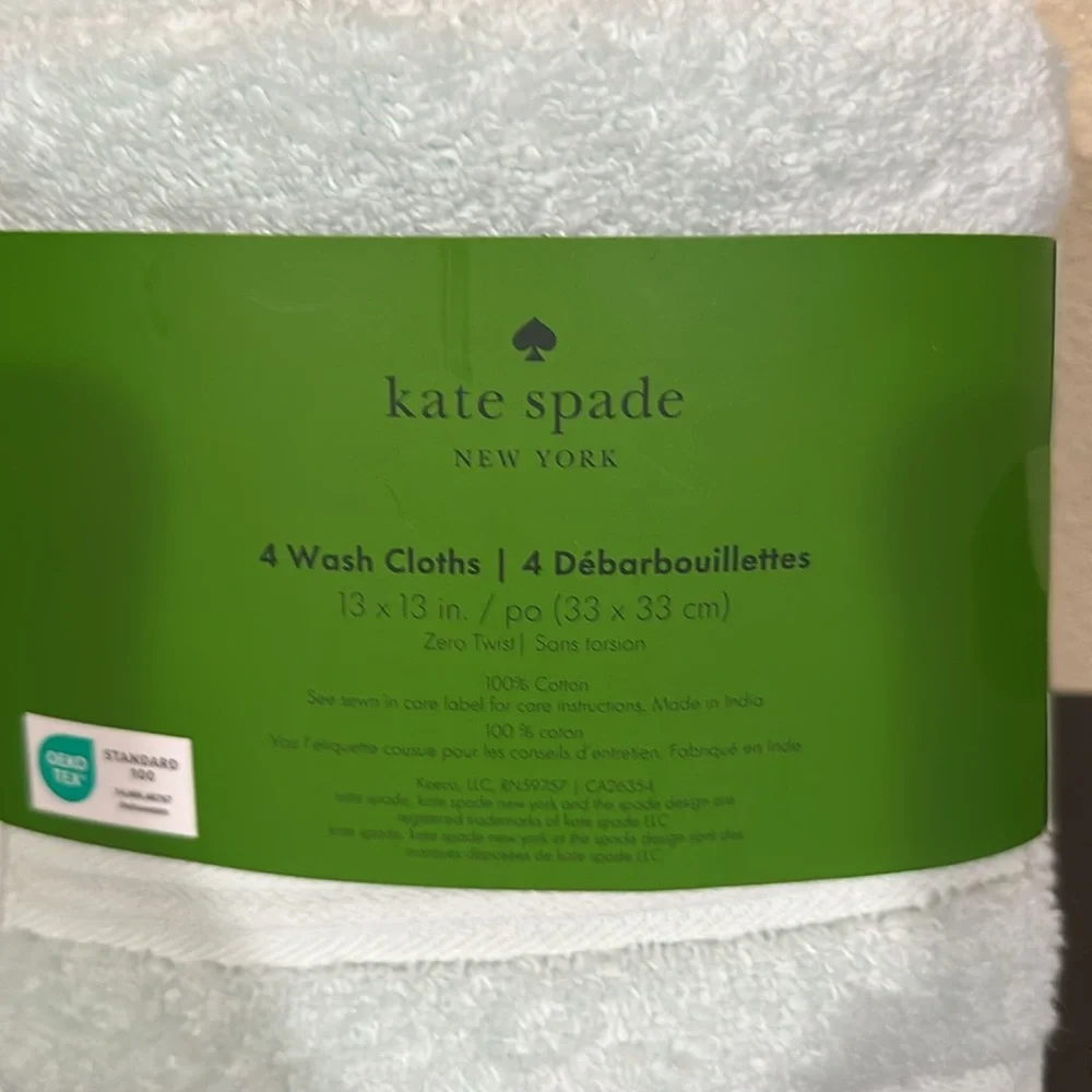 New Kate Spade New York Light Blue/Green Wash Cloths
